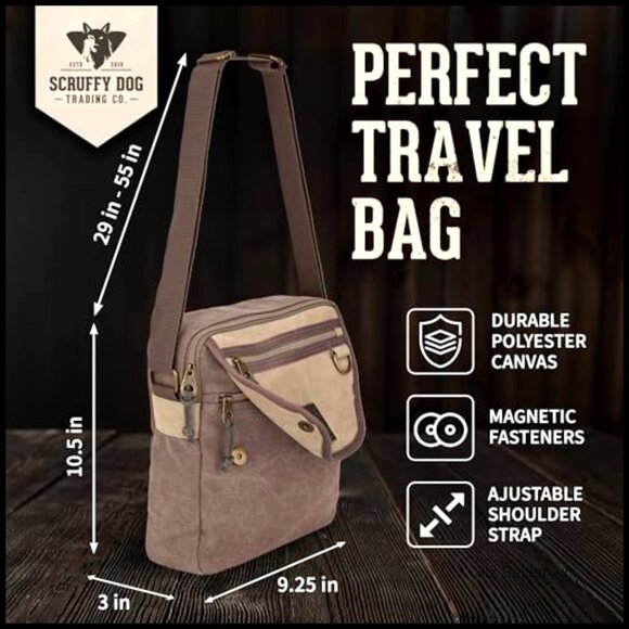 Canvas Crossbody Messenger Bag Adjustable Strap Vintage Style Travel Satchel - Picture 4 of 7